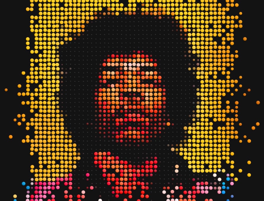 Design photos made of pins with the Art Text template.