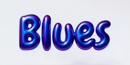Ink blue inflated letters.