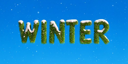 Snowy Christmas tree text effect.