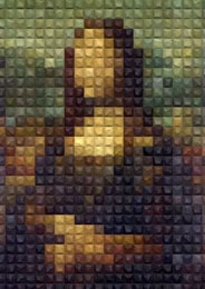 An image designed with stone tiles.