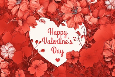 Red flowers in love typography.