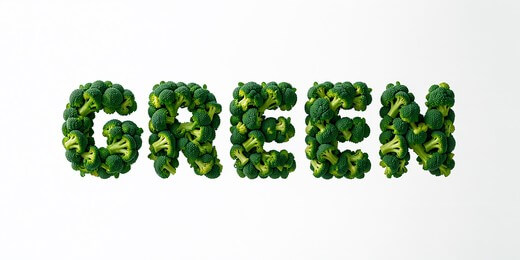 Healthy veggie text effect composed of green broccolis.