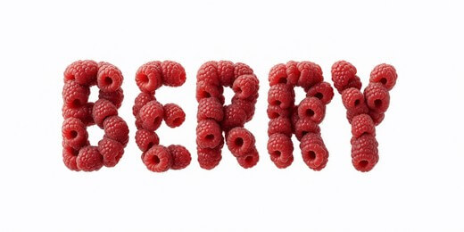 Desert typography laid out with raspberry fruits.