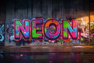 Urban street graffiti 3D text.