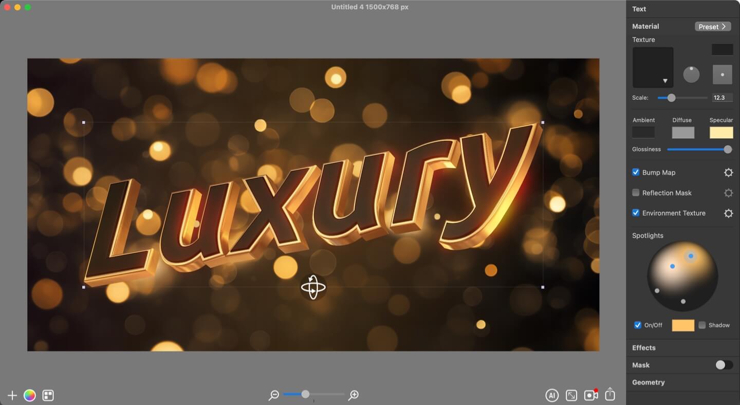 Creating a 3D text graphics in Art Text.