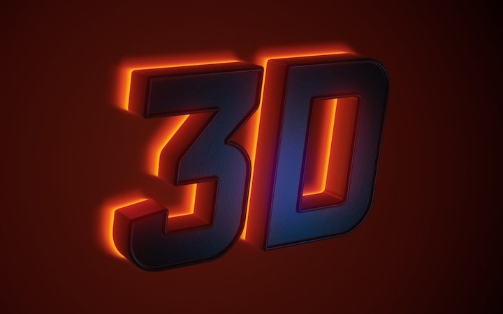 3D text with glow effect.