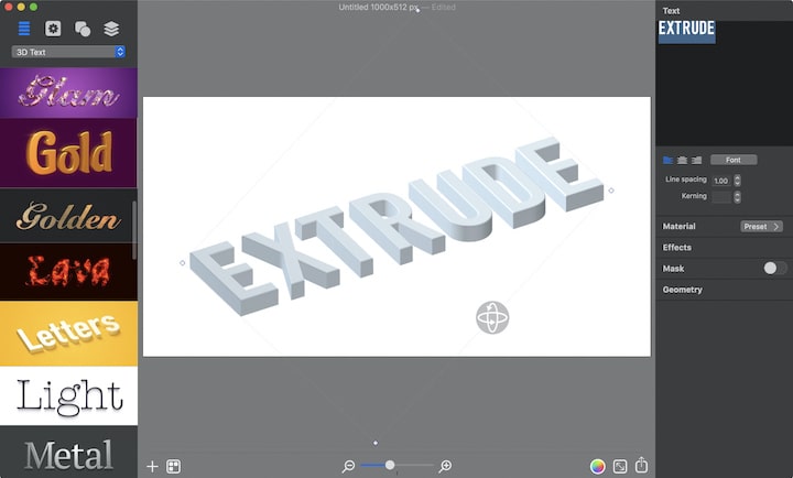 Typing a 3D text.