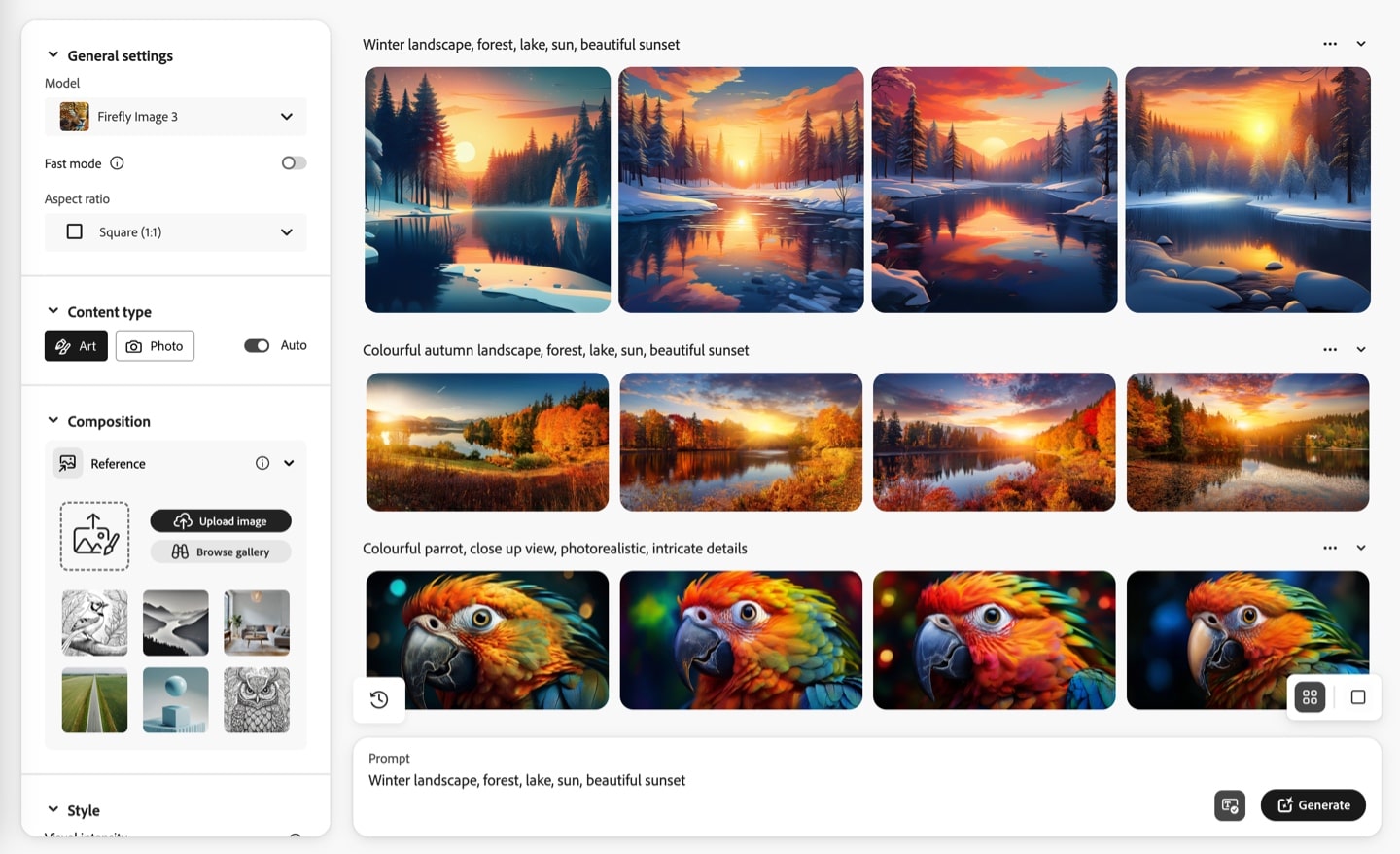 Generative AI in Adobe Firefly.