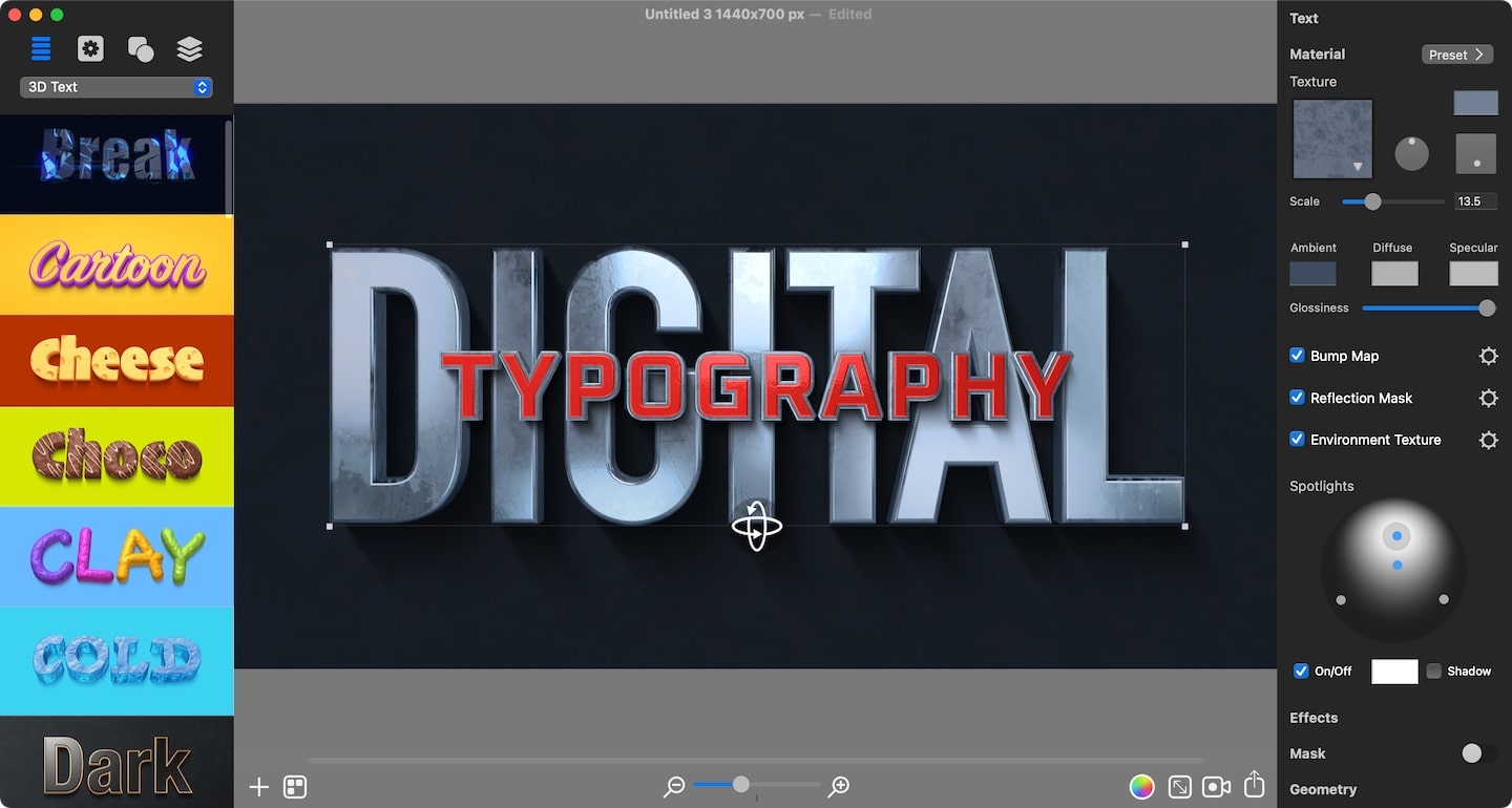 Art Text software for typography design.