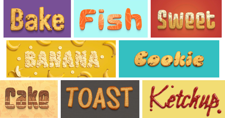 Variety of food typography templates.