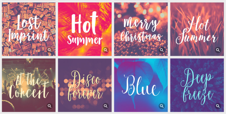 Valentine card typography options