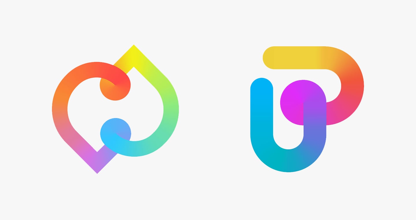 Two color gradients logos.