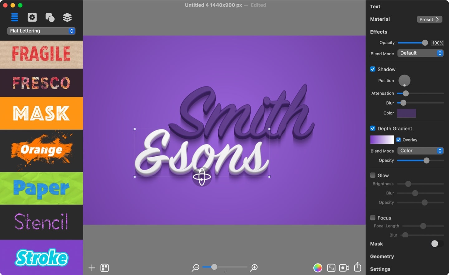 Creating logo text effects in Art Text software.