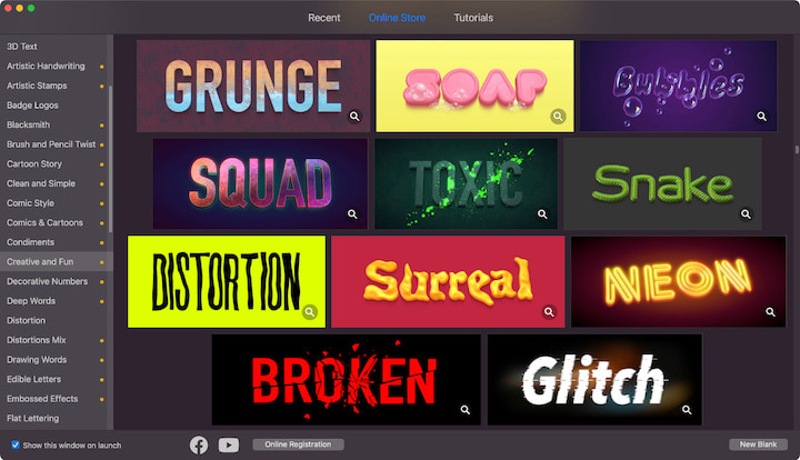 Text effect samples preview.