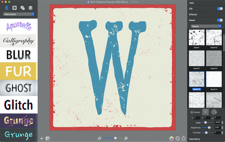 Serif typeface letter.