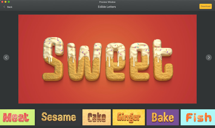 Food typography samples.