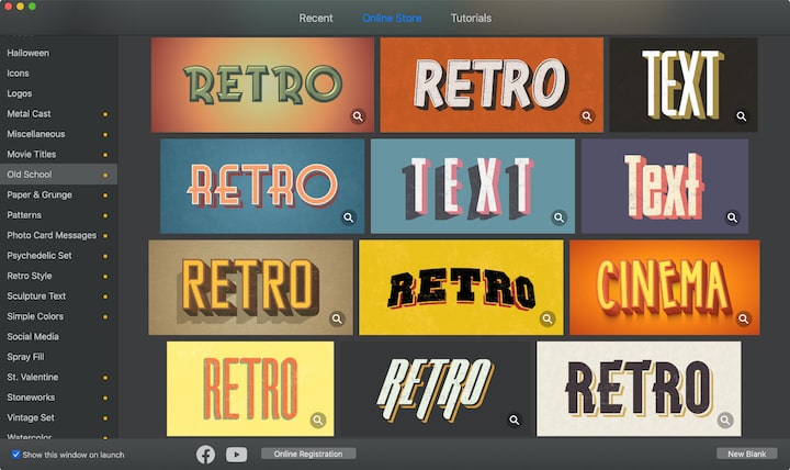 Retro typography samples.