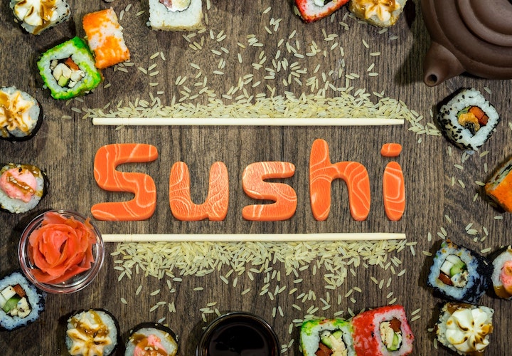 Sushi typography graphics.