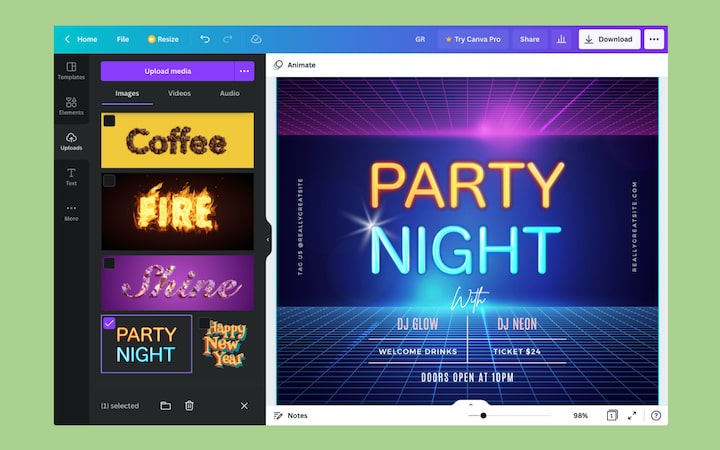 Upload typography to Canva.