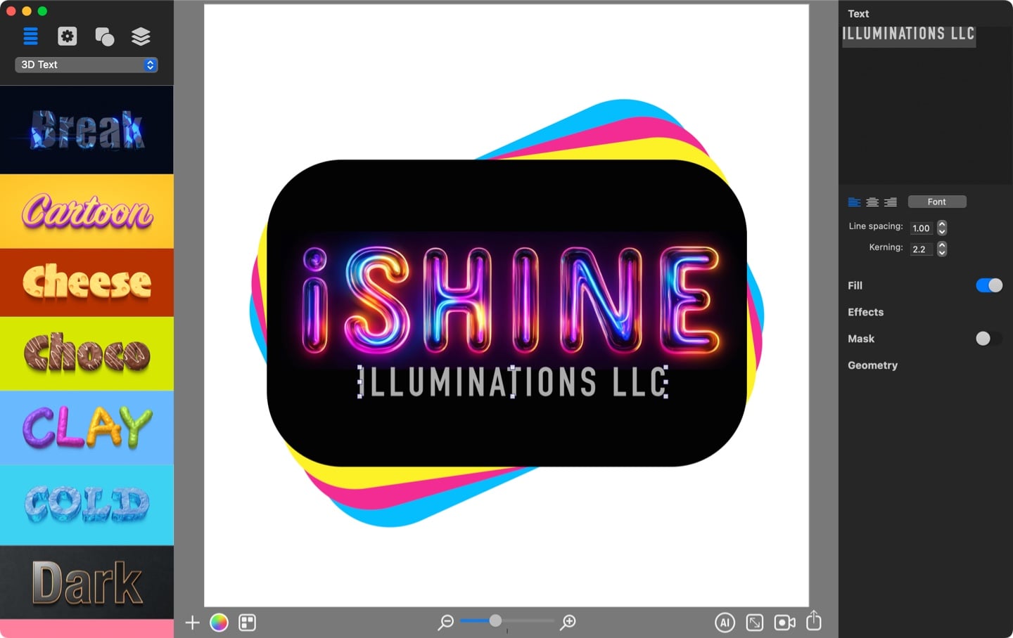 Custome text effects and typography for logo design.