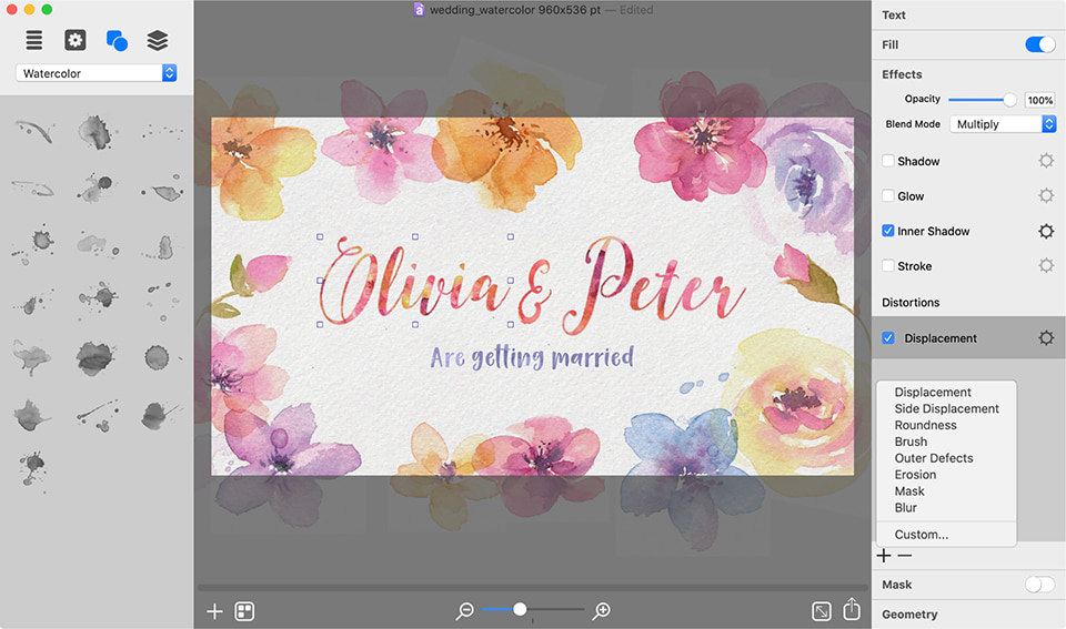 Watercolor graphics in Art Text