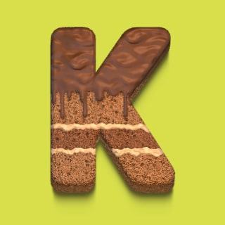 3D cake typography design.