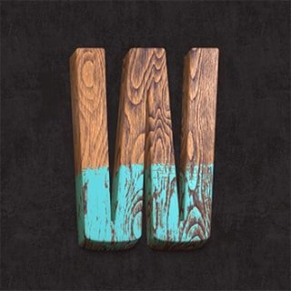 Wood 3D text template.