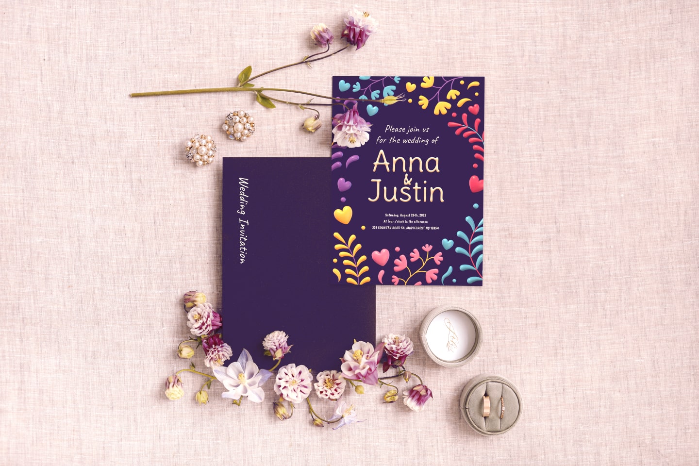 3D text wedding invitation made in Art Text.