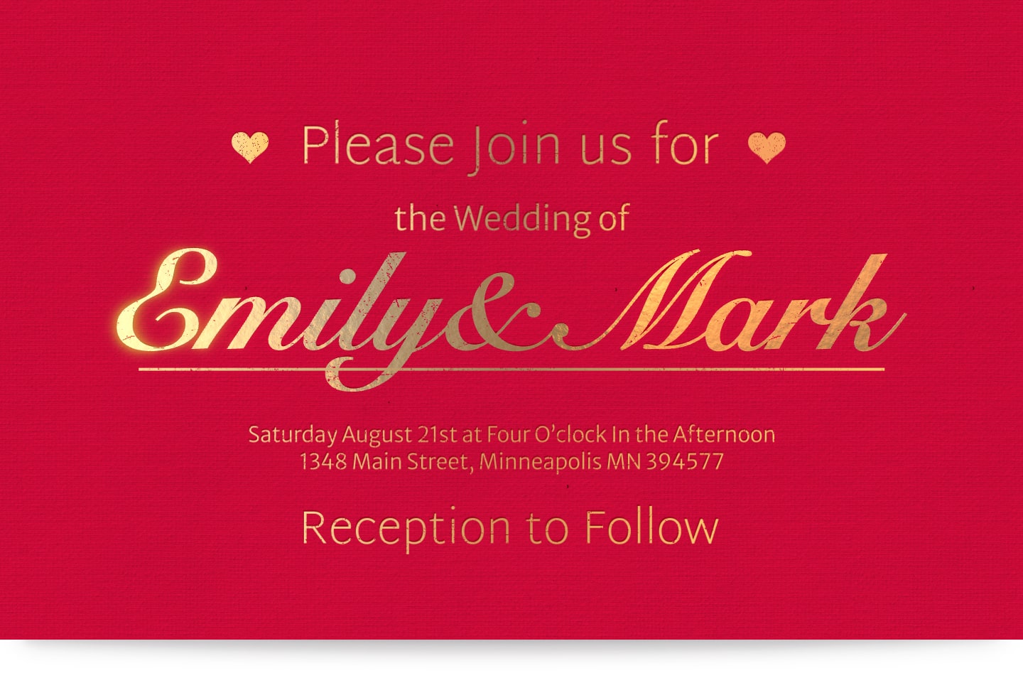 Wedding invitation made with Art Text using metal effects.