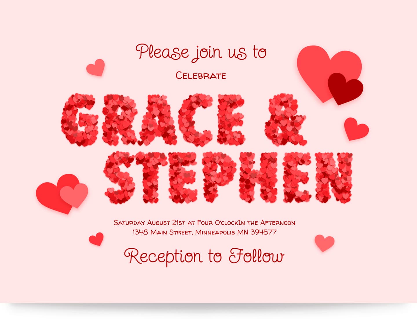 Wedding invitation made with Art Text using Spray Fill.