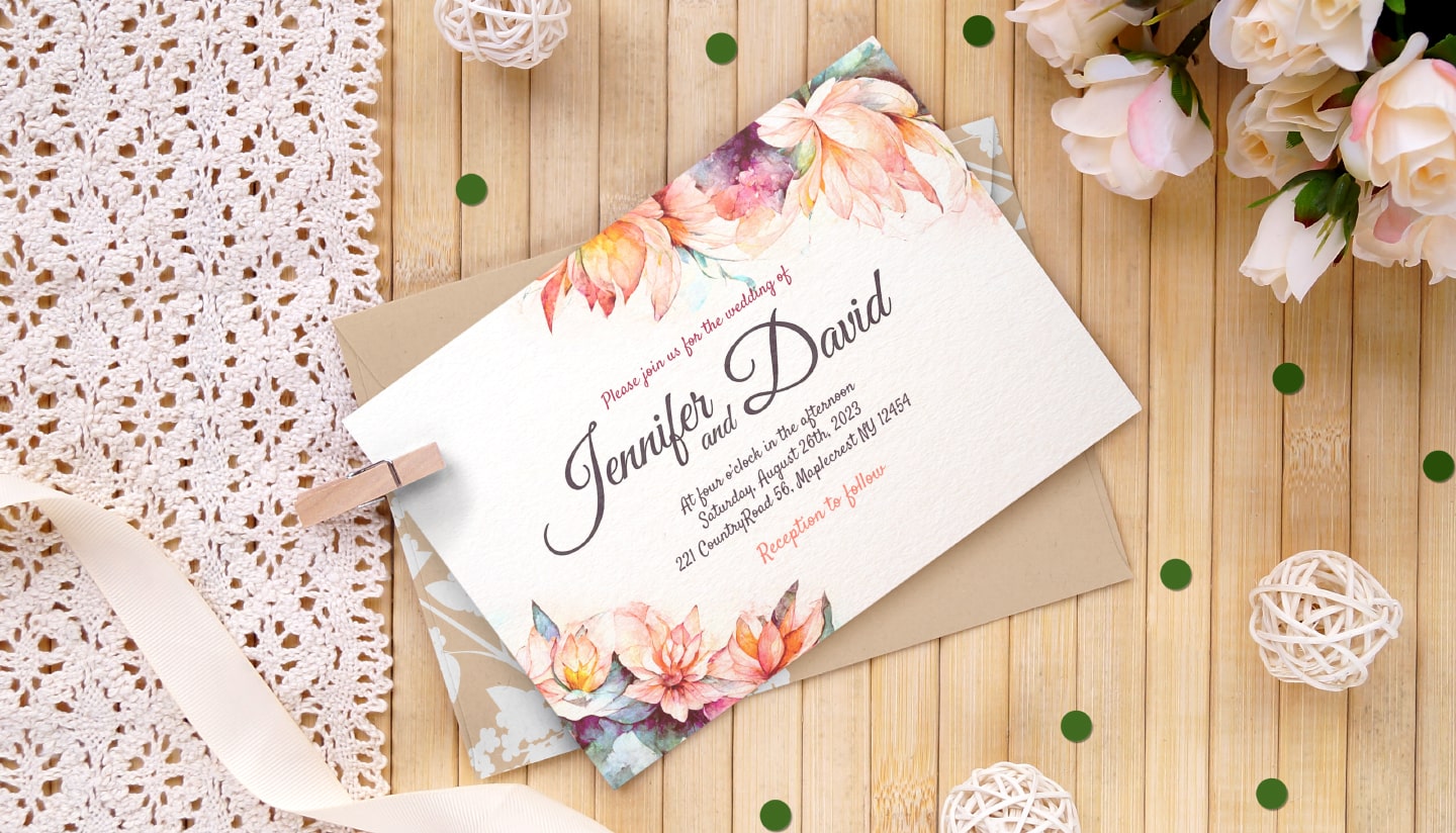 Wedding invitation made with Art Text’s watercolor design.