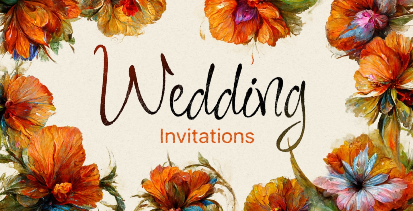 Wedding invitations illustration made in Art Text.