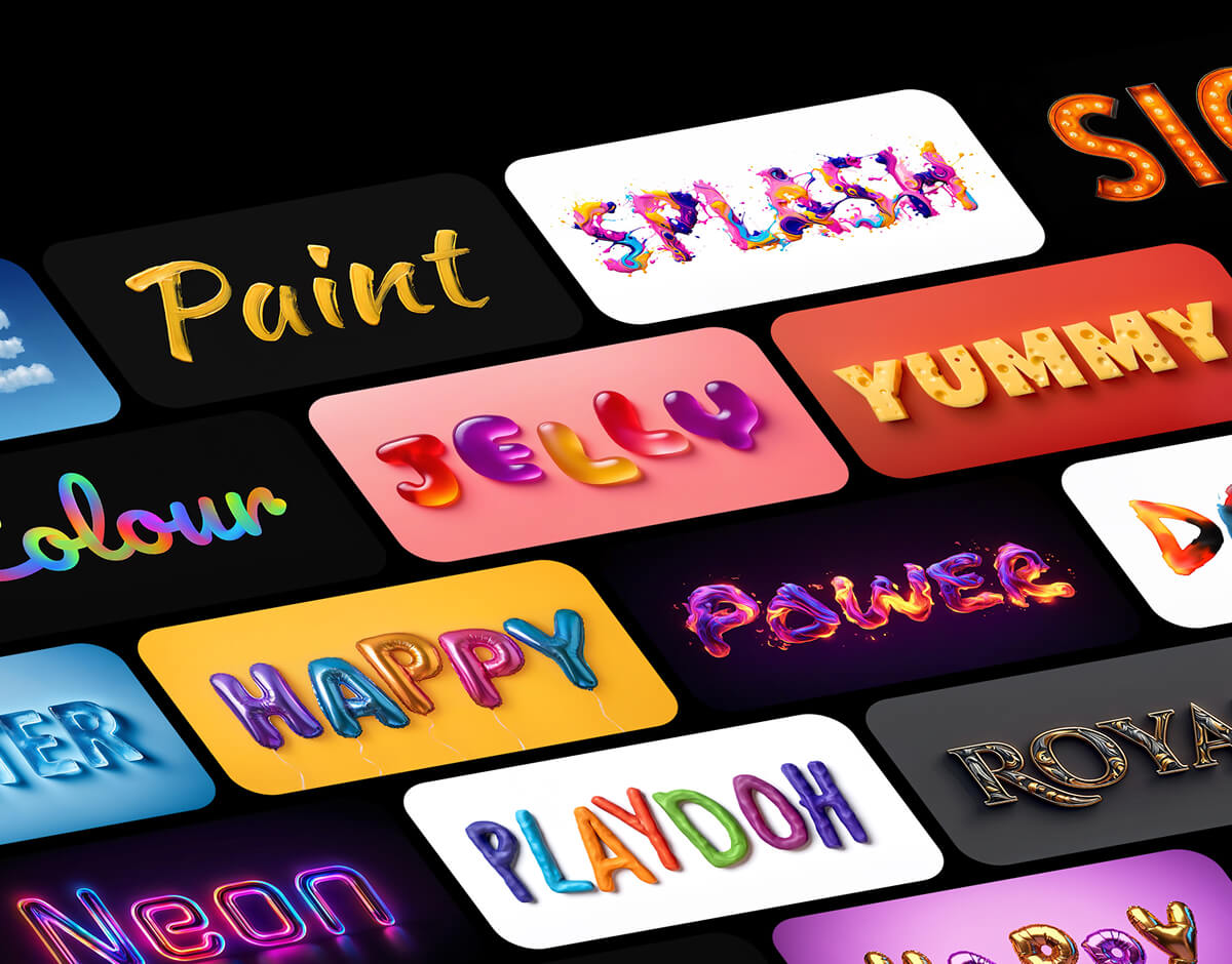 Typography templates for use with artificial intelligence in Art Text.