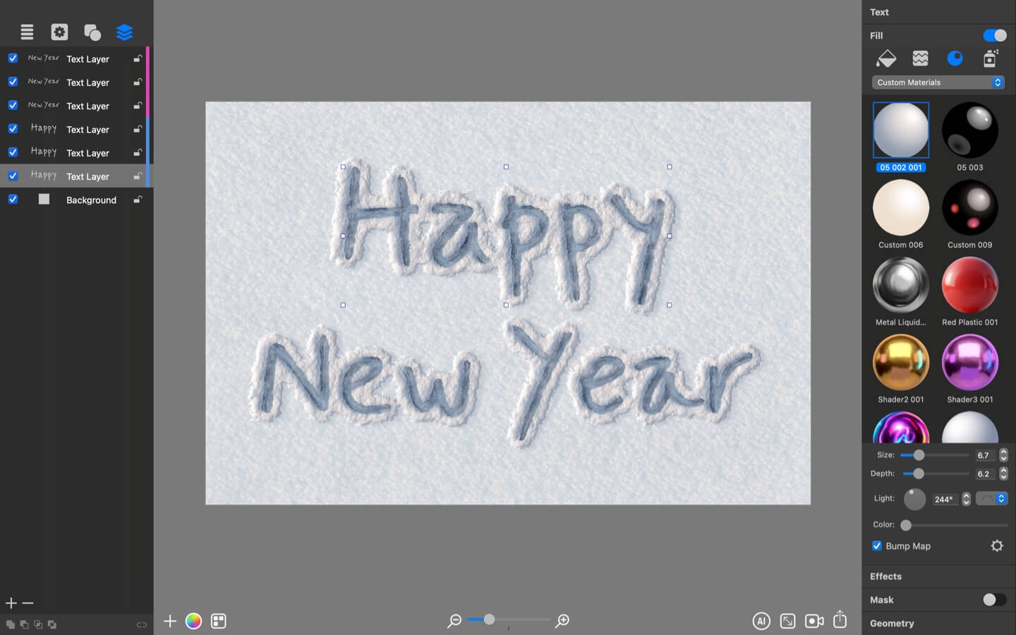 Creating snow text effect in Art Text.
