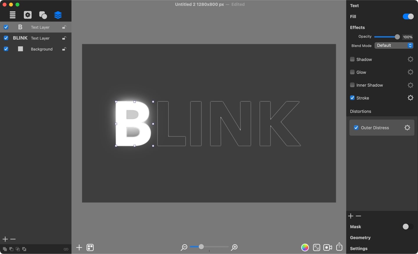 Adding glow effect to letter B.