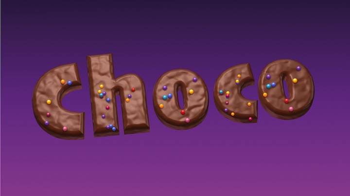 How to create chocolate 3D text.