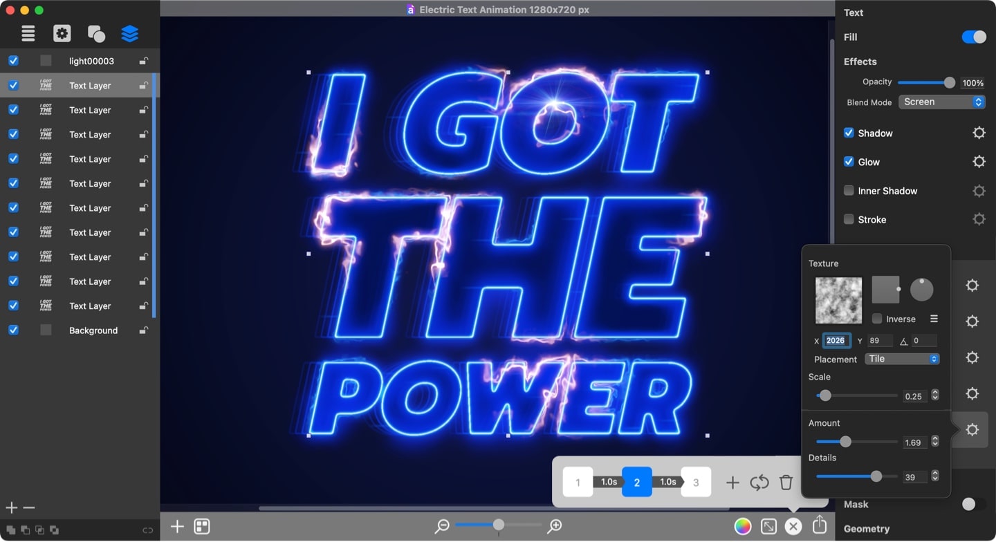 Electric typography keyframe 2.