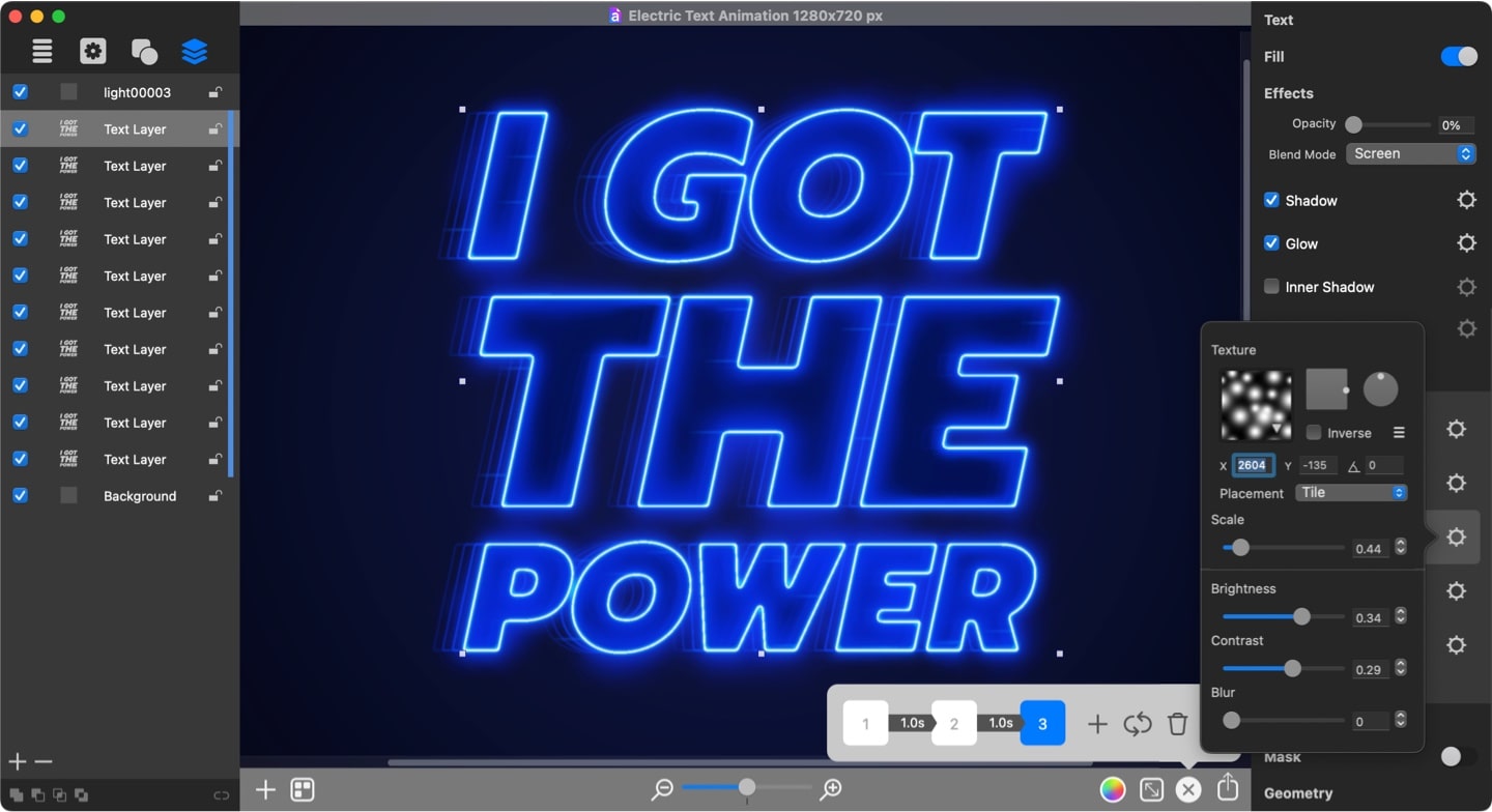 Electric text effect keyframe 3.