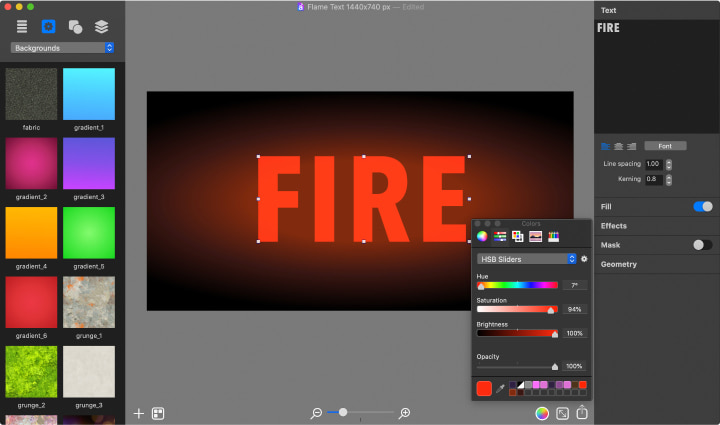 Adding a text for the fire text effect tutorial.