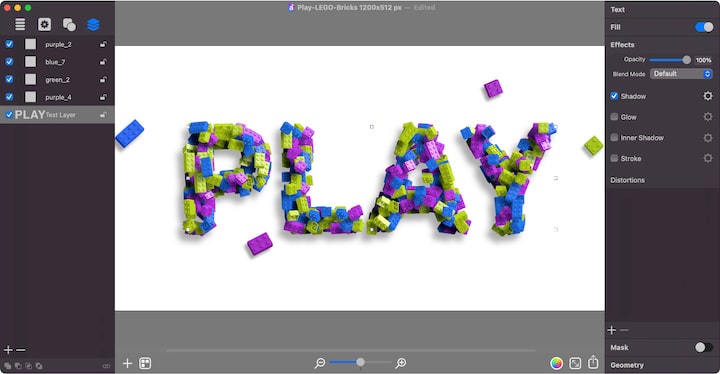 Lego typography graphics in Art Text.