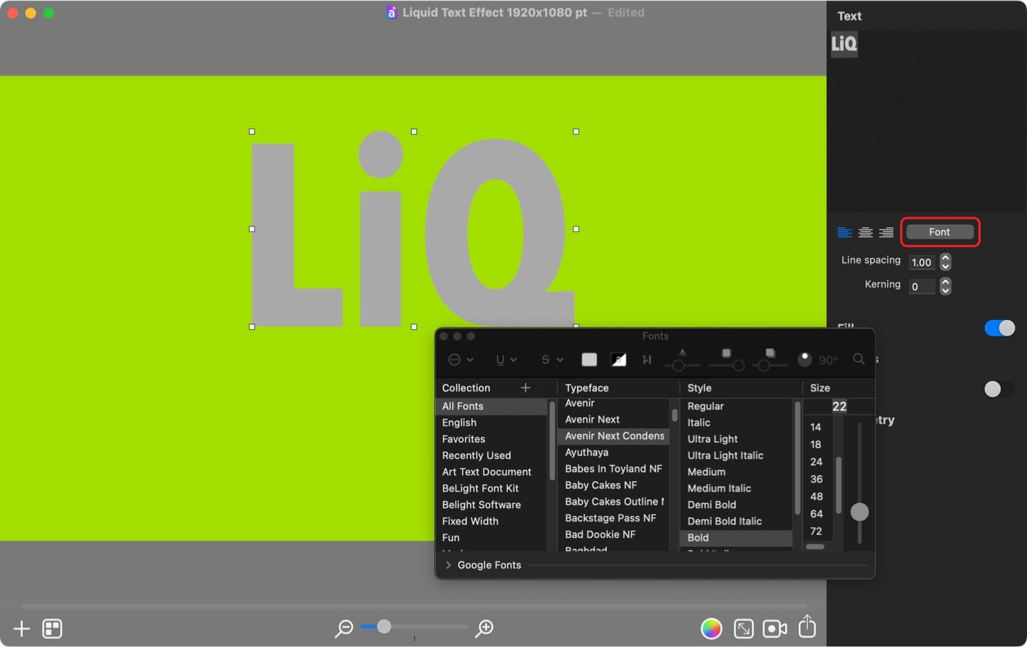 Adding 2D text and choosing a font.