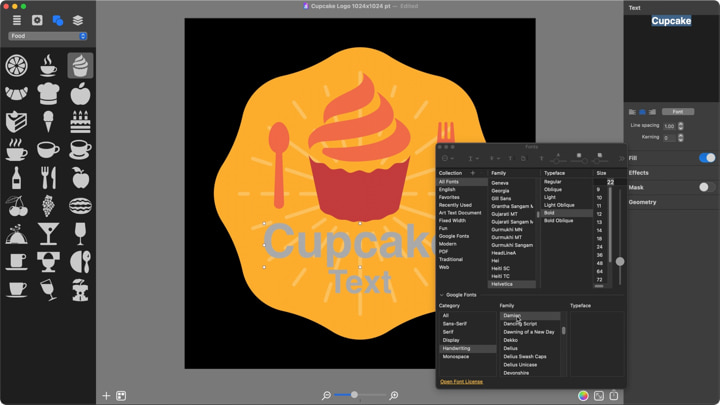 Cupcake cafe logo text.