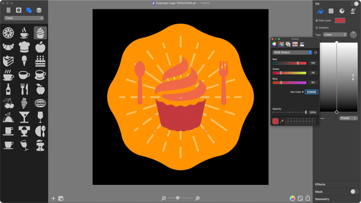 Cupcake shape filled.