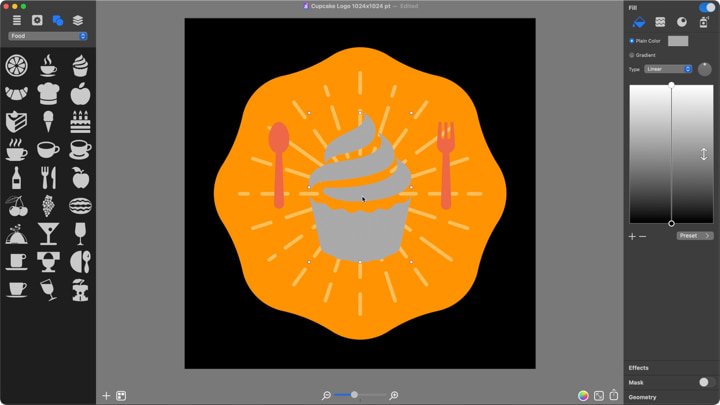 Cupcake shape for a cafe logo.