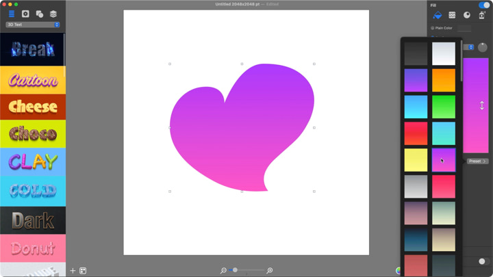 Love logo vector heart gradient.