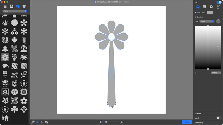 Stylized vector palm tree shape.