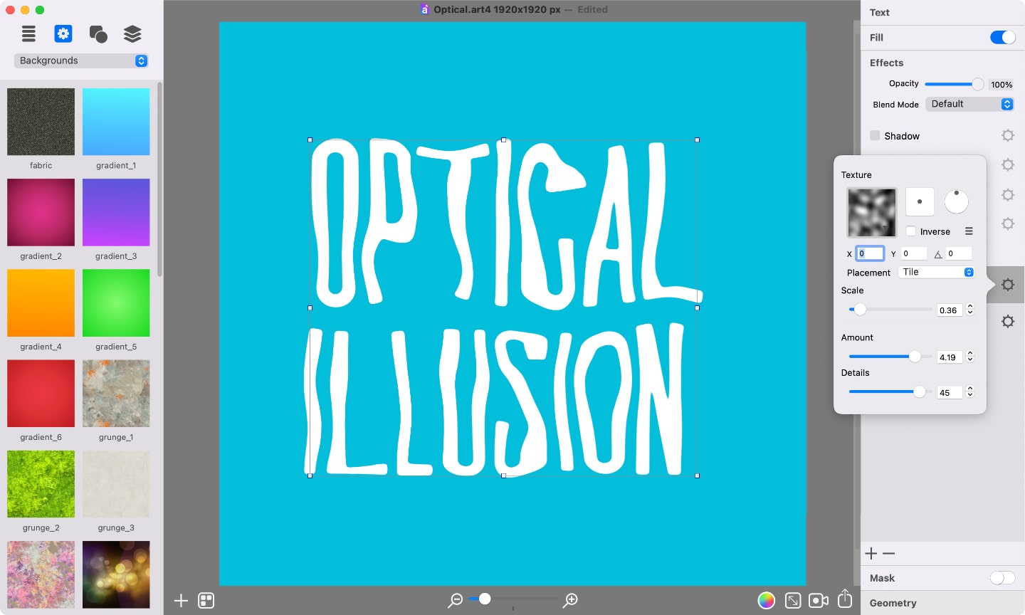 Optical illusion typography animated.