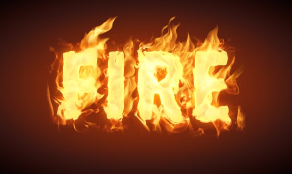 Text on fire effect tutorial.