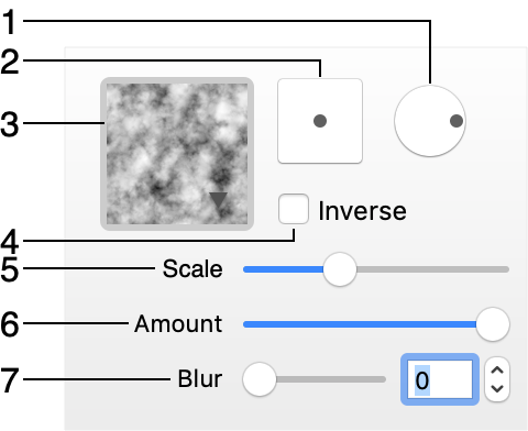 Bump map settings in the Inspector