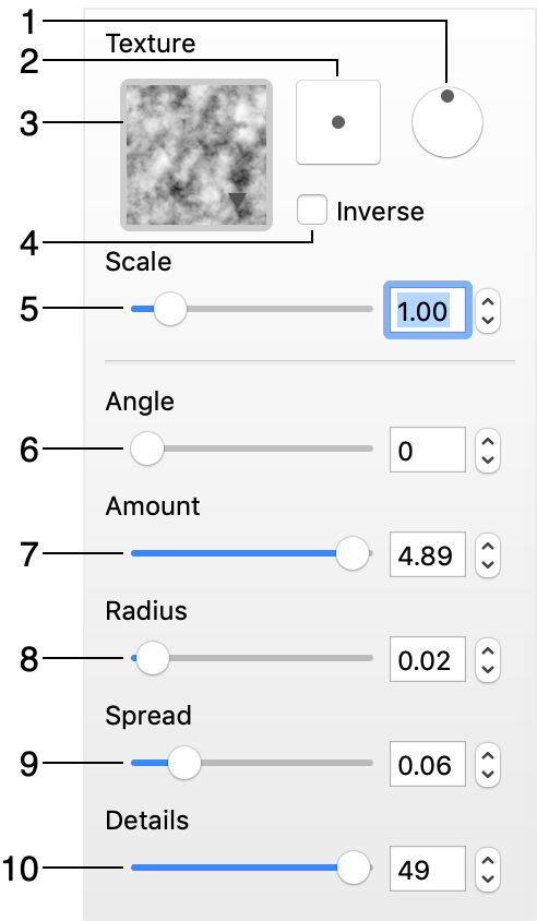 Settings of the Side Displacement effect
